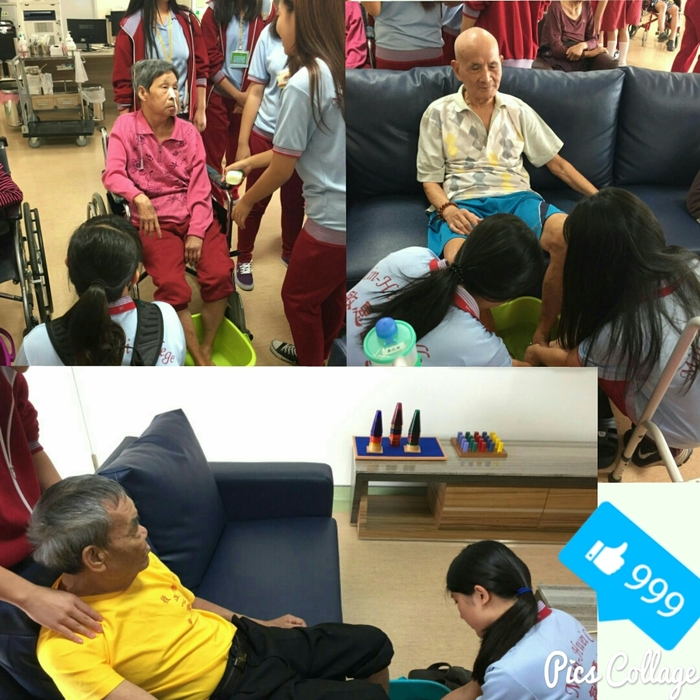 同學們幫助老人泡腳~~